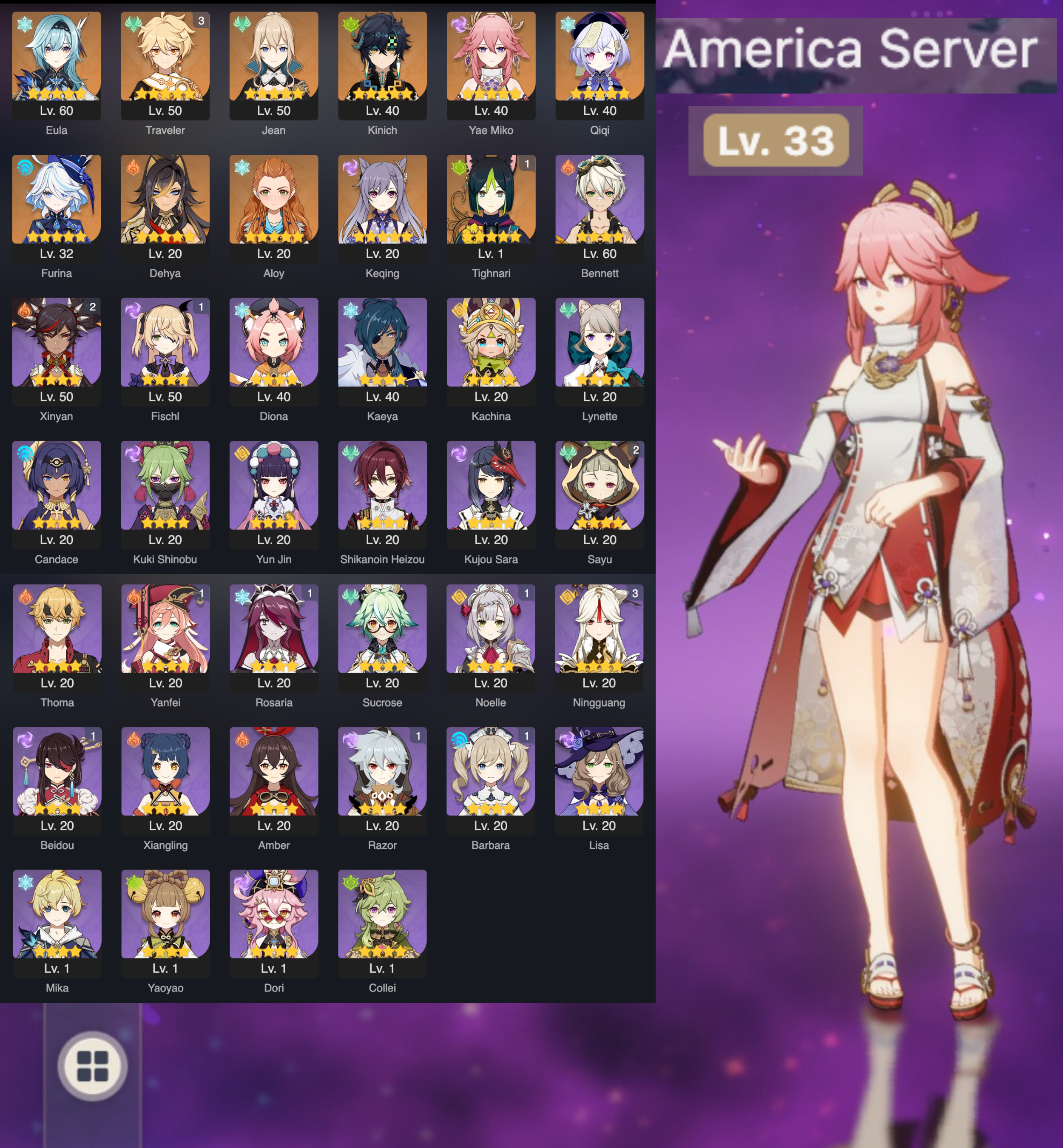 Genshin Impact Account Server (Asia+America+Europa+Hongkong)