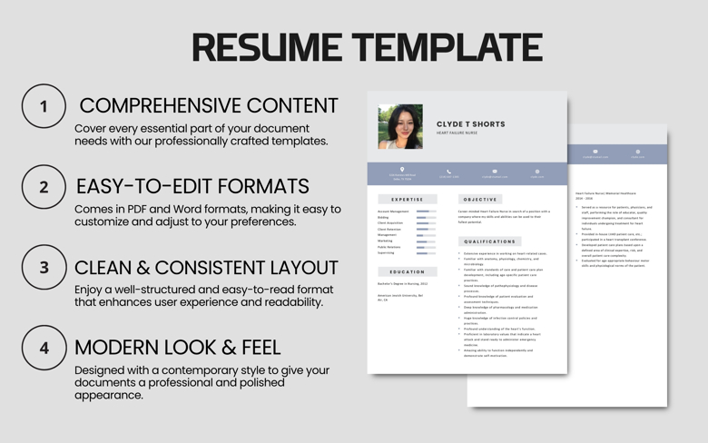 Heart Failure Nurse Resume Template – Professional & Editable CV for Medical Jobs (PDF & Word)