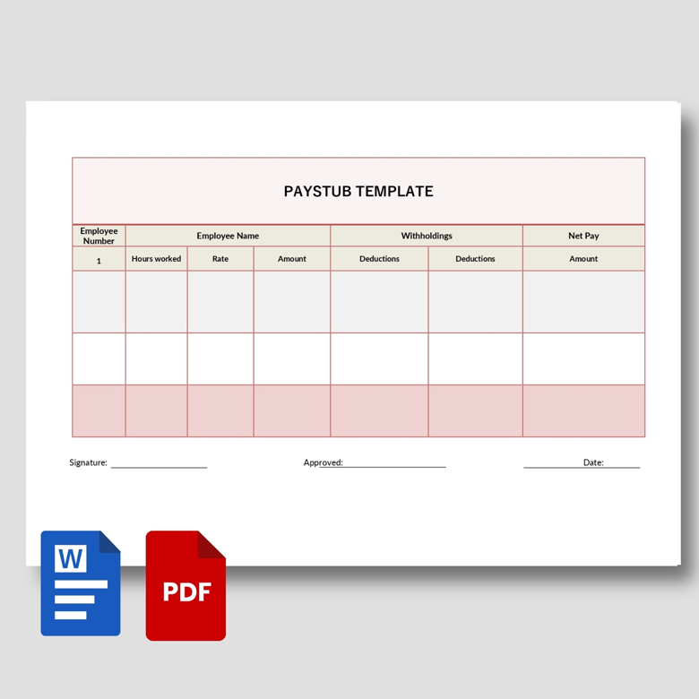 Editable Pay Stub Template | Printable Paycheck Slip Form | PDF + Word Format | Payroll Statement for Employees