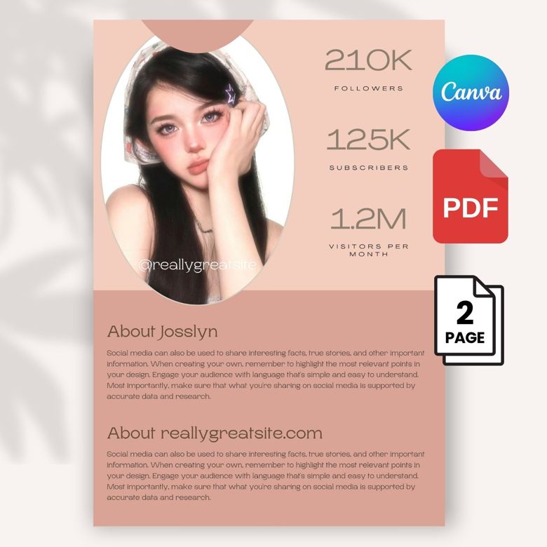 Elegant Media Kit Template for Beauty & Fashion Influencers | Editable Canva Portfolio for Bloggers & Creators | A4 Size | Inst