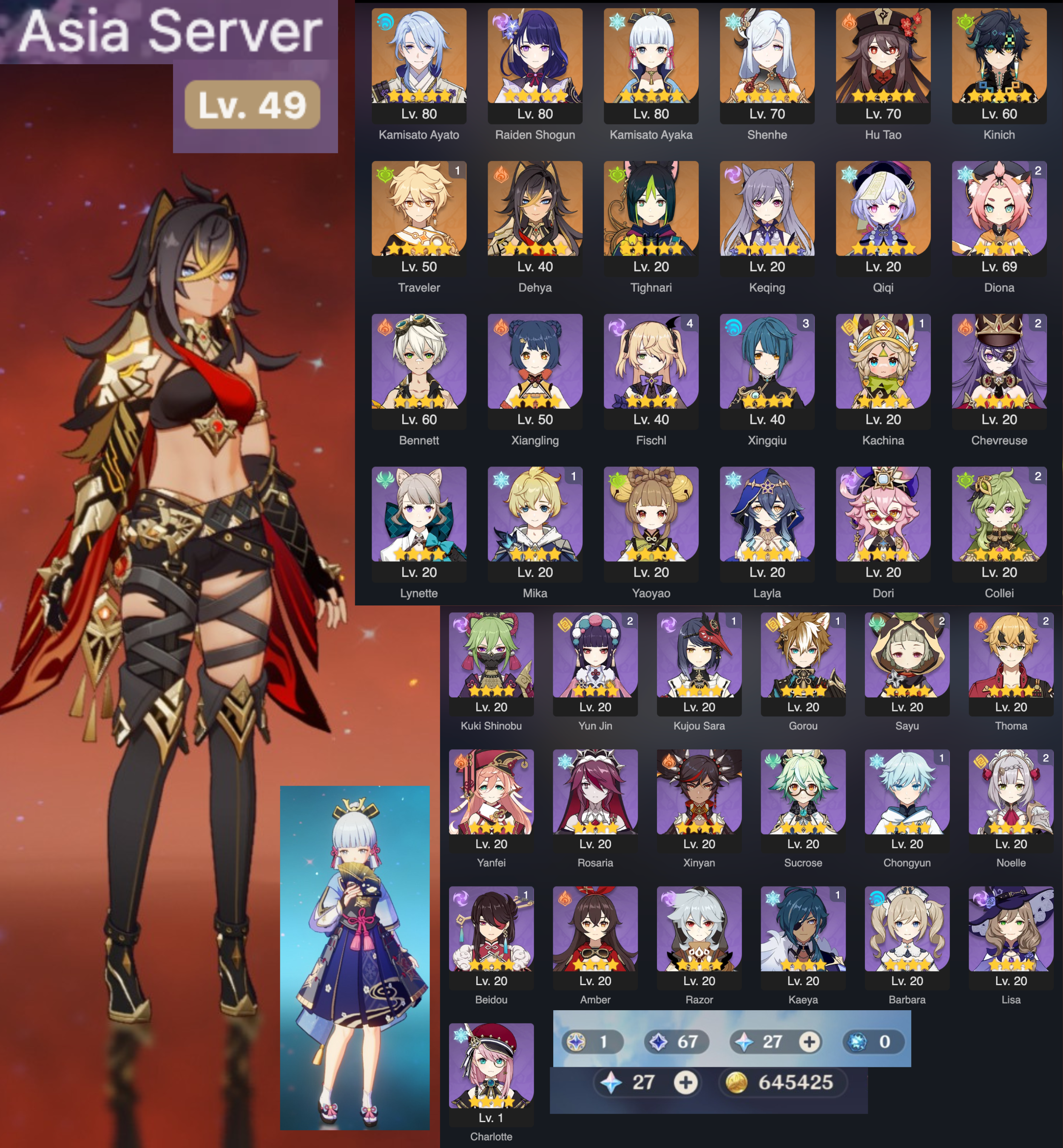 Genshin Impact Account Server (Asia+America+Europa+Hongkong)