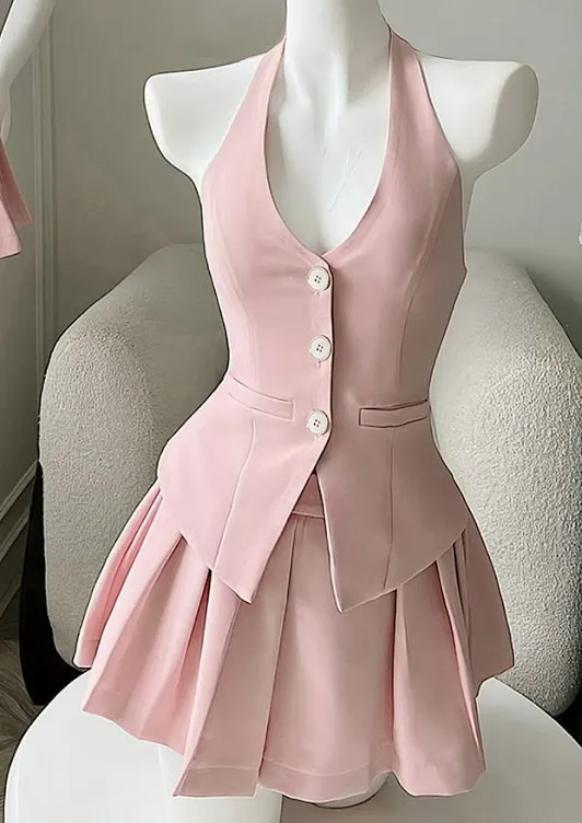 ชุดเดรสผู้หญิงสีชมพู