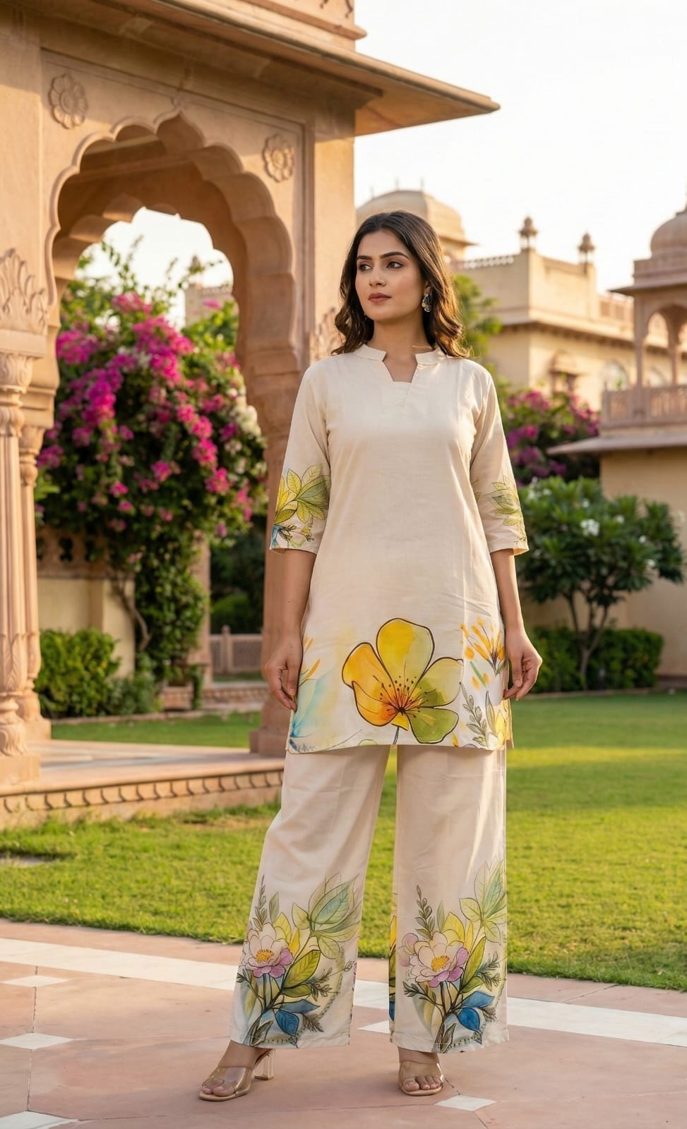 Floral Print Cotton Kurta Set