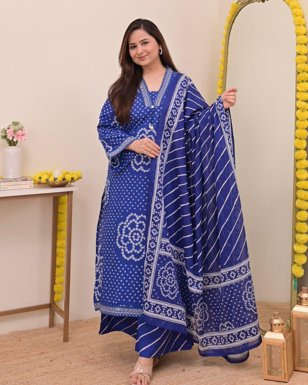 Indigo Block Print Kurta Set