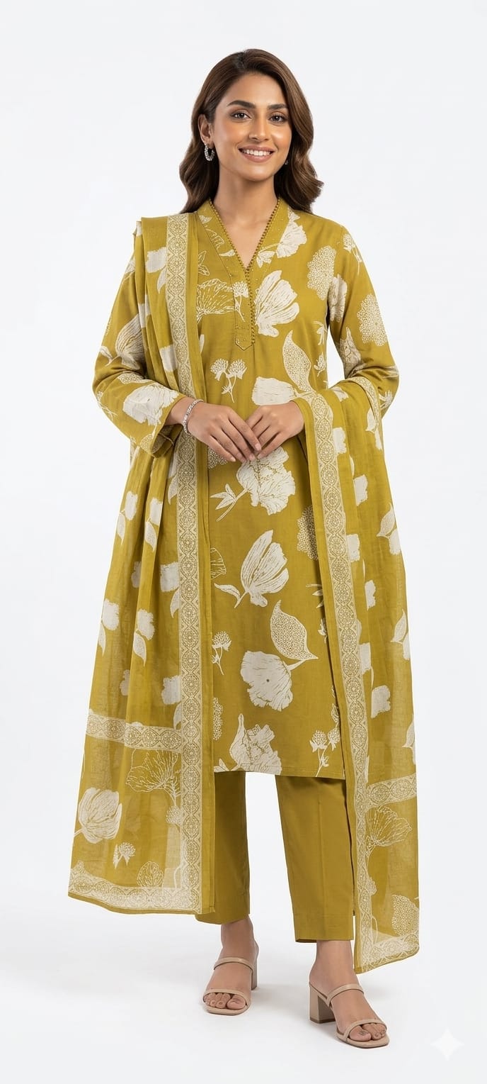 Yellow Floral Kurta Set
