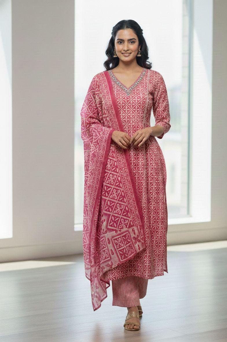 Printed Cotton Kurta Set