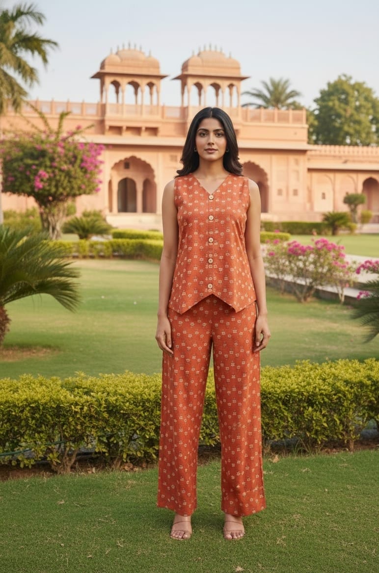 Rust Printed Co-ord Set