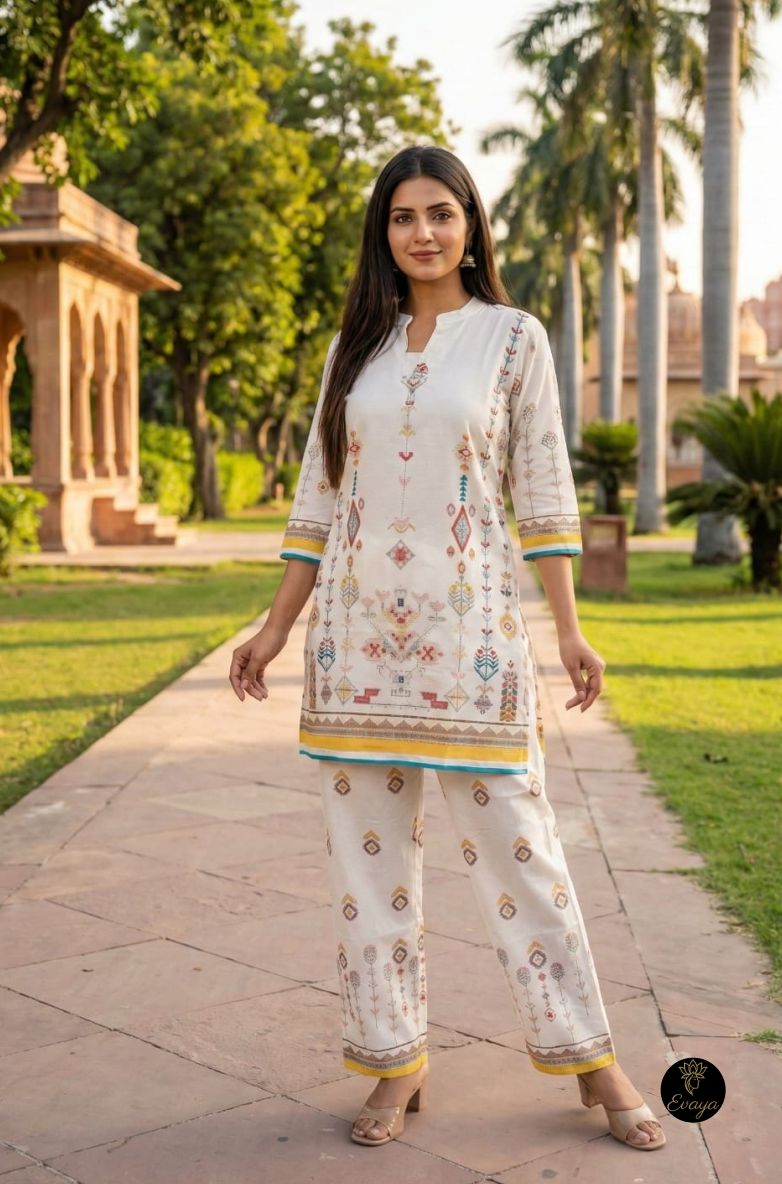 Ethnic Printed linen Co-ord Set