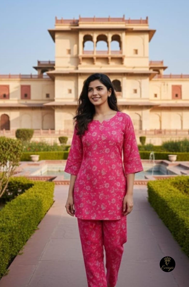 Pink Floral Cotton Co-ord Set