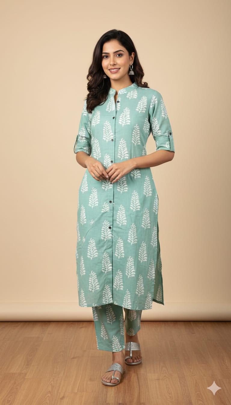 Printed Cotton Kurta Set