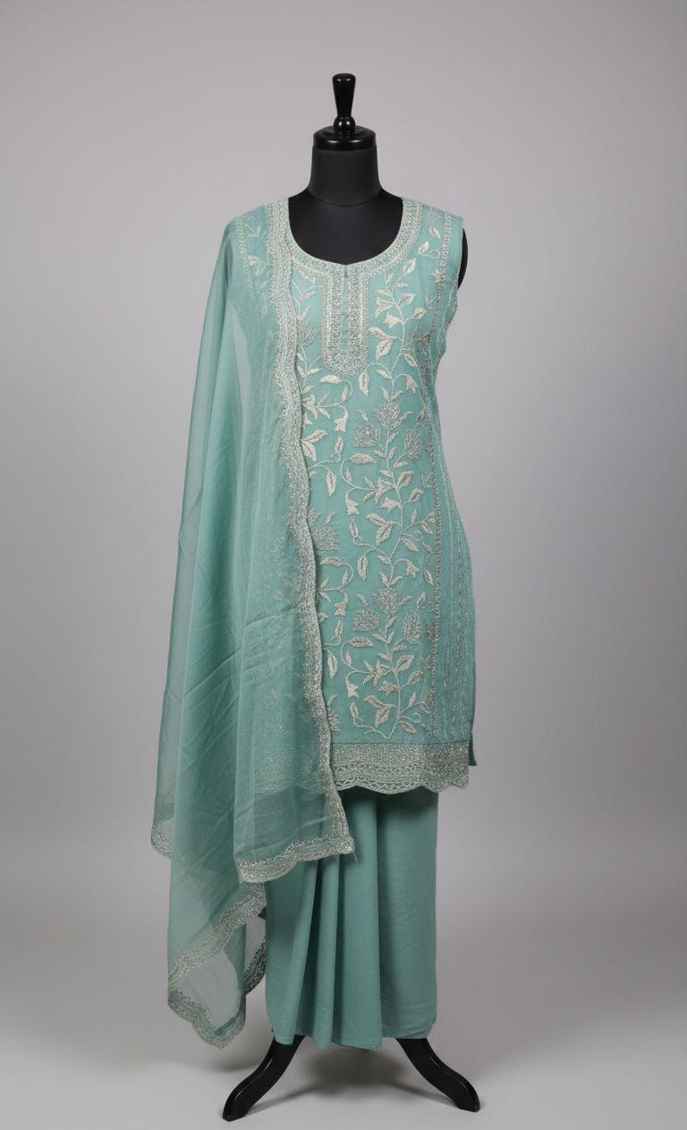 Mint Green Embroidered Salwar Suit