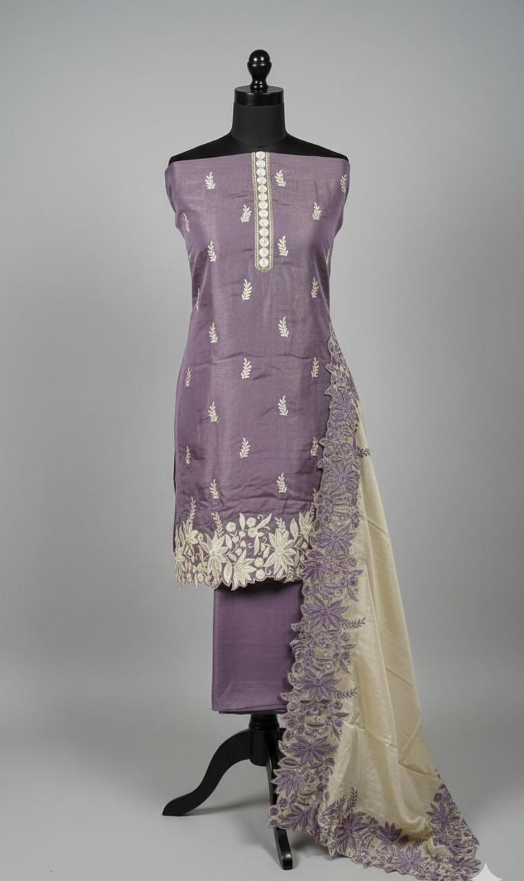 Lavender Embroidered Salwar Suit Set