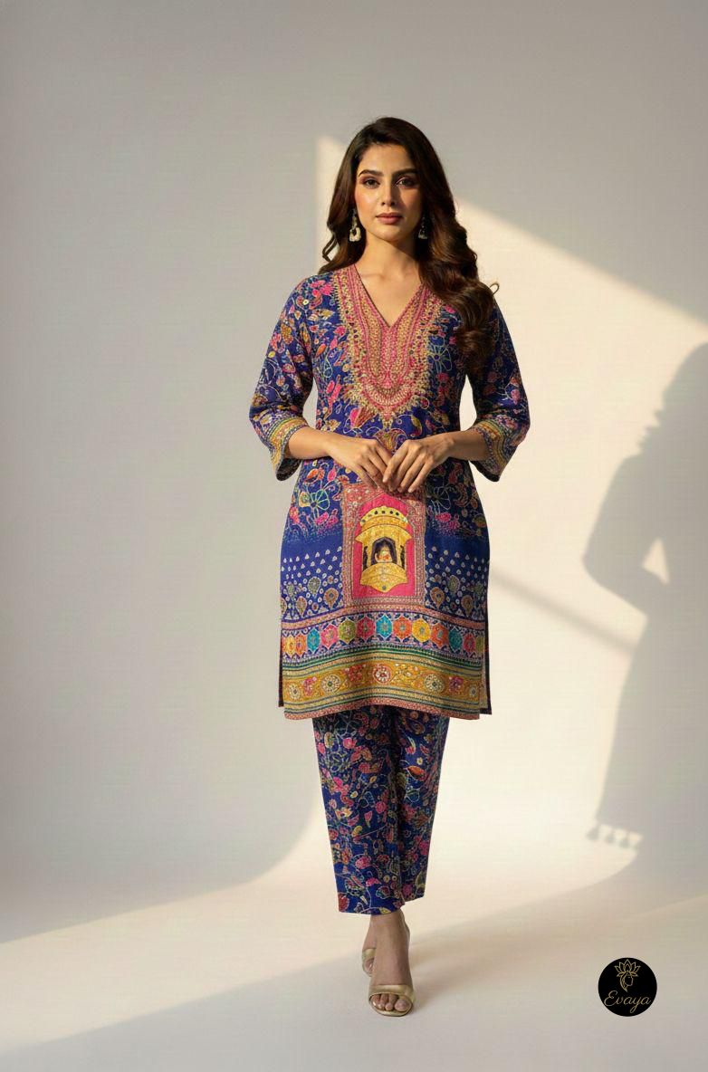 Printed Ethnic crep Co-ord Set