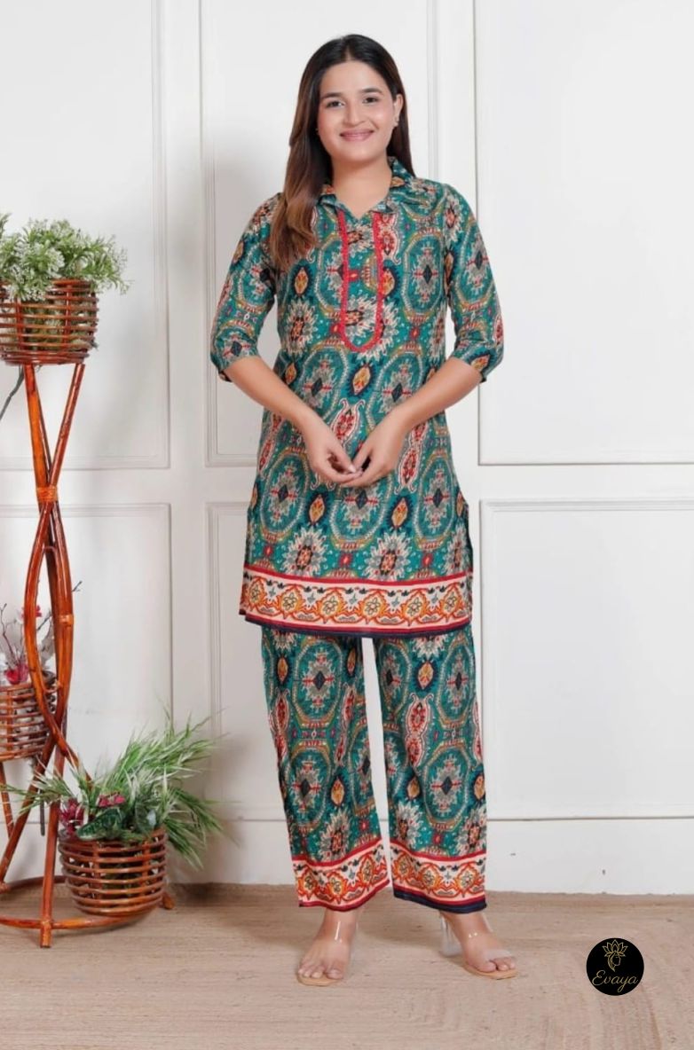 Printed Cotton Riyon fabric Co-ord Set 