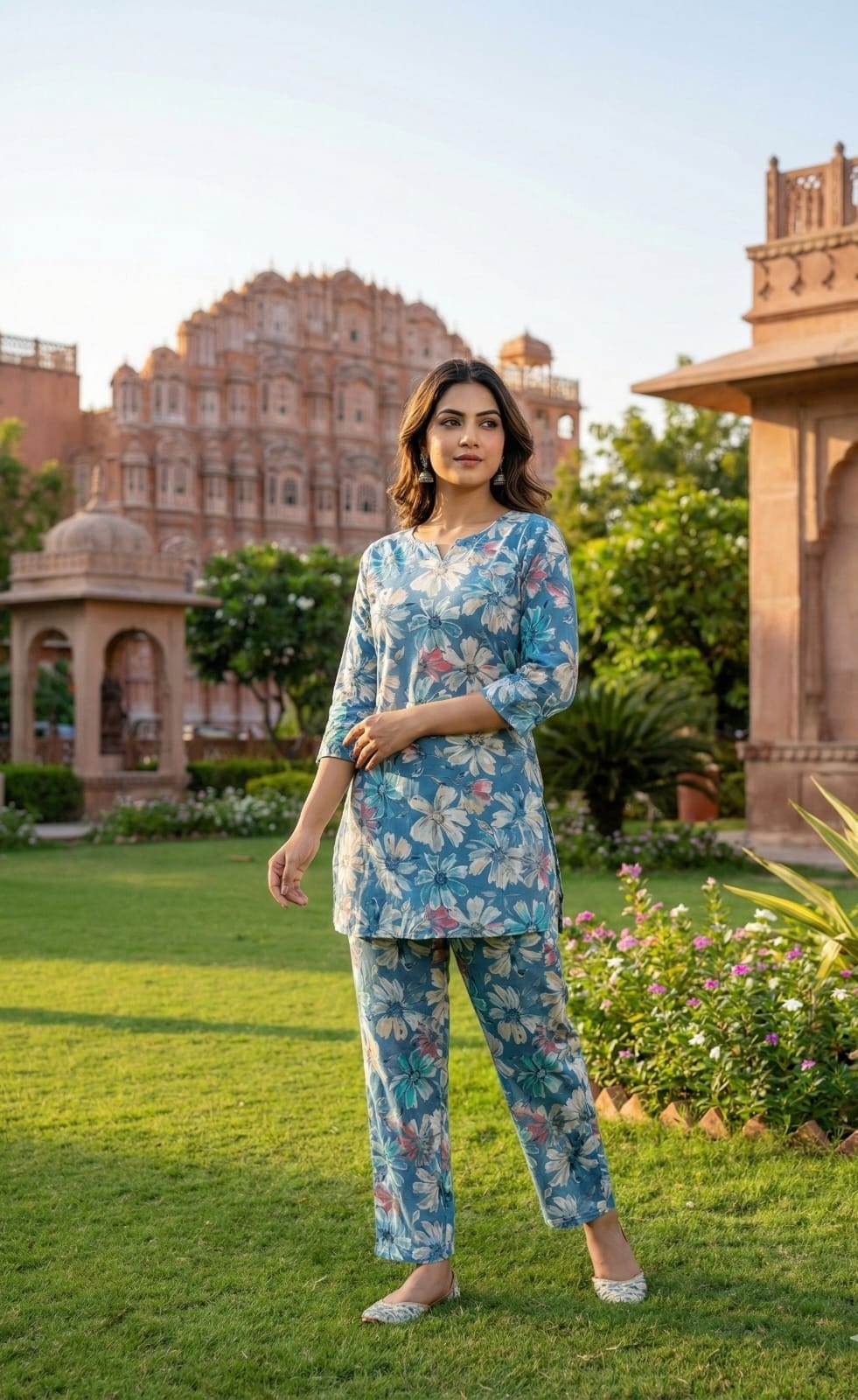 Floral Printed Cotton Kurta Set