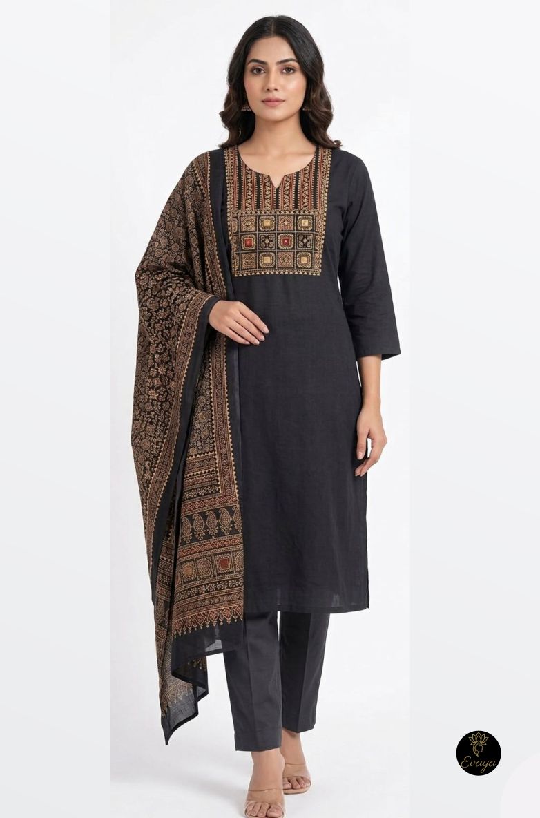 Embroidered Cotton Kurta Set