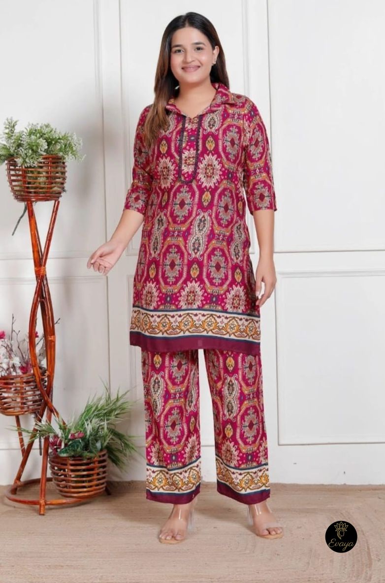 Printed Cotton Riyon fabric Co-ord Set 