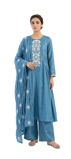 Blue Embroidered Kurta Set