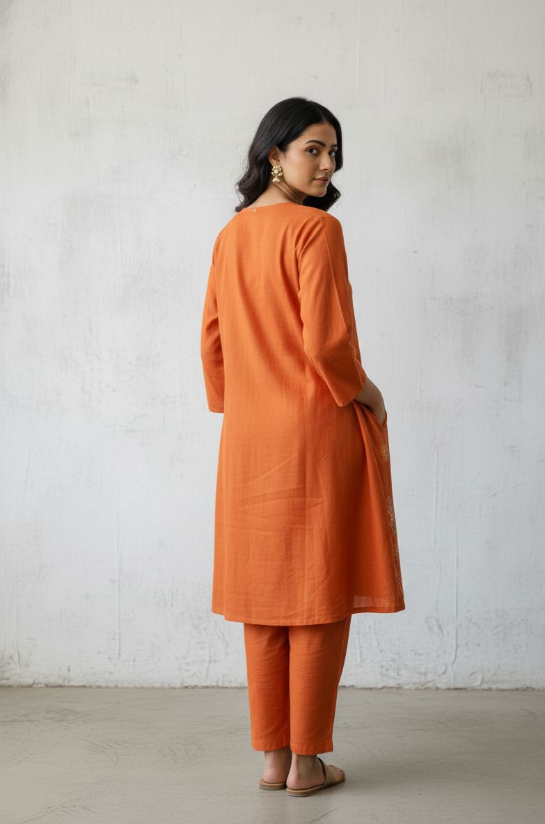 Rust Orange Kurta Set