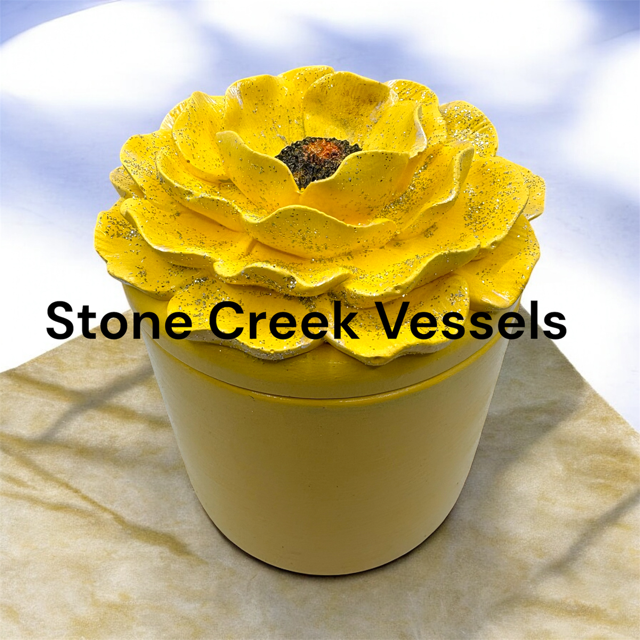 6pc Lot Sunlit Bloom Candle Vessel (lid included) -16oz