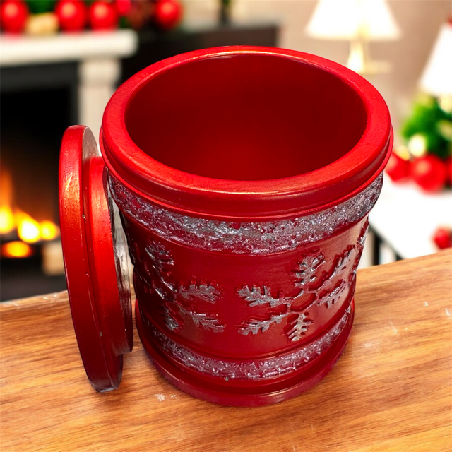 10pc Lot Crimson Frost Candle Vessel (lid included) -7oz