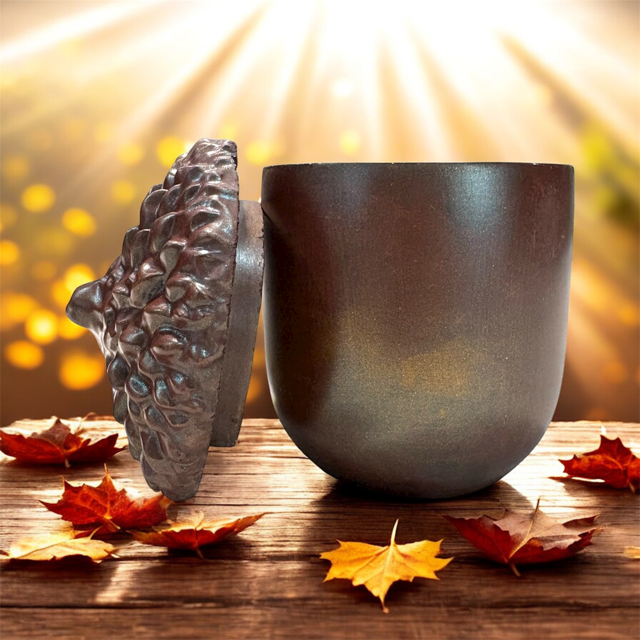 10pc Lot Enchanted Acorn Candle Vessels (lid included) -5.5oz