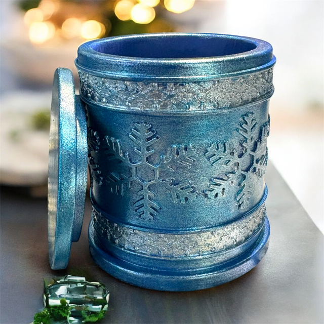 10pc Lot Snowlace Candle Vessels (lid included) 7oz