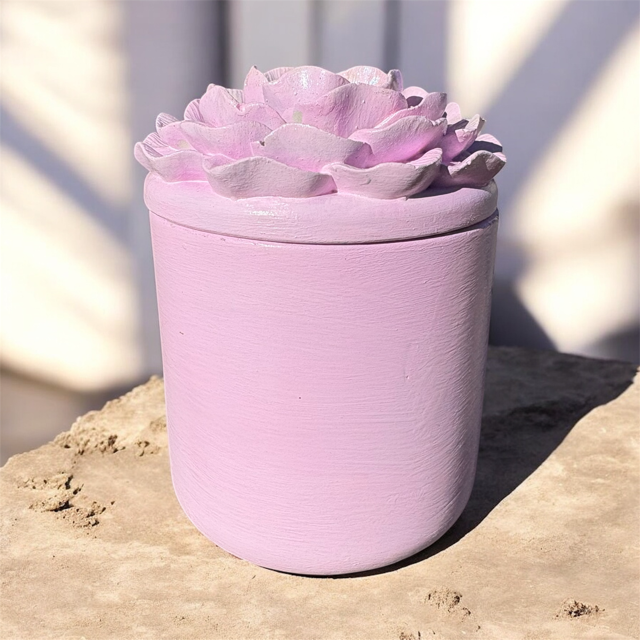 10pc Lot "Pink Bloom" Candle Vessels (lid included) - 6oz