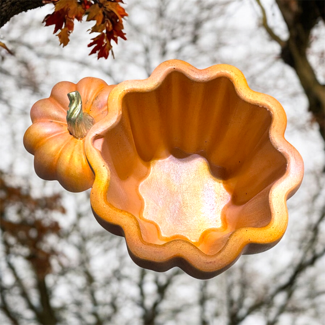 10pc Lot Tall Pumpkin Candle Vessel (lid included) -10oz