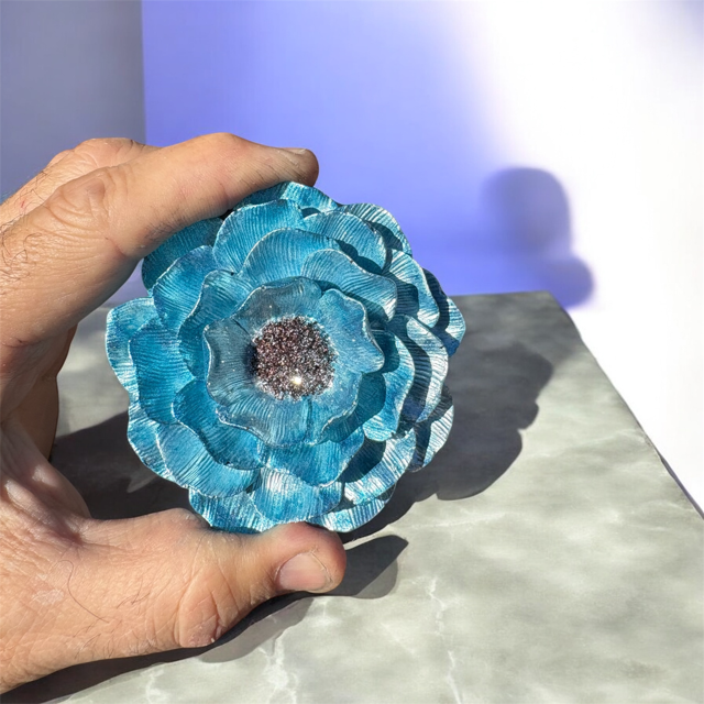 10pc Lot "Blue Bloom" Candle Vessels (lid included) - 6oz