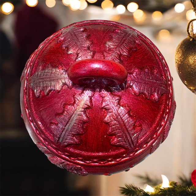 10pc Lot Christmas Red Pines Candle Vessel (lid included) -8oz