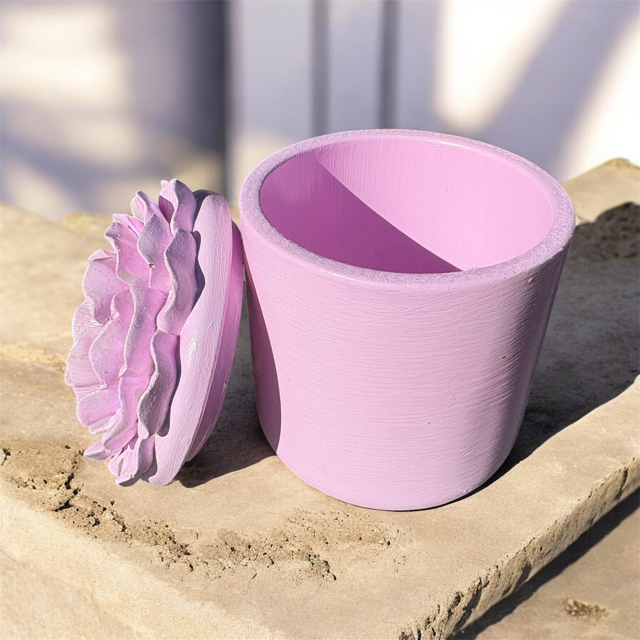 10pc Lot "Pink Bloom" Candle Vessels (lid included) - 6oz