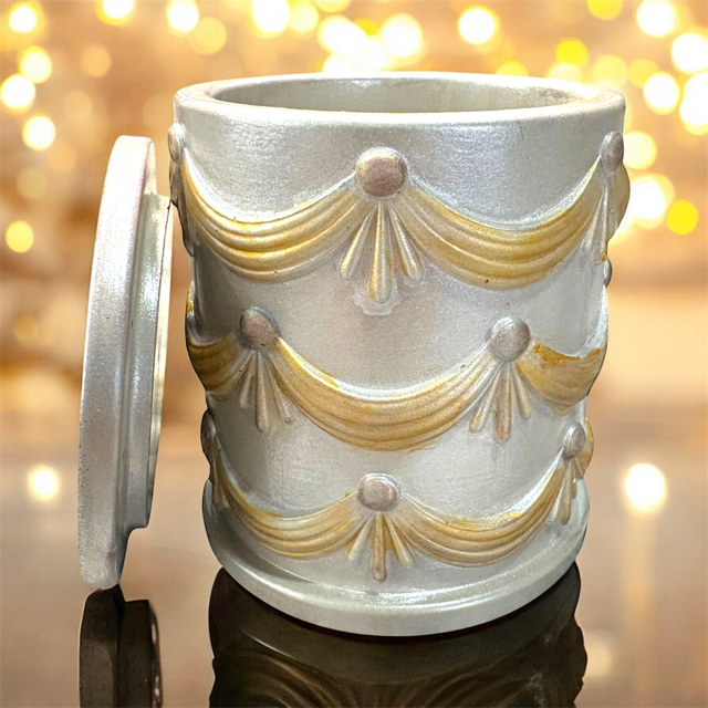 10pc Lot Holiday Ribbon Candle Vessels (lid included) 7oz