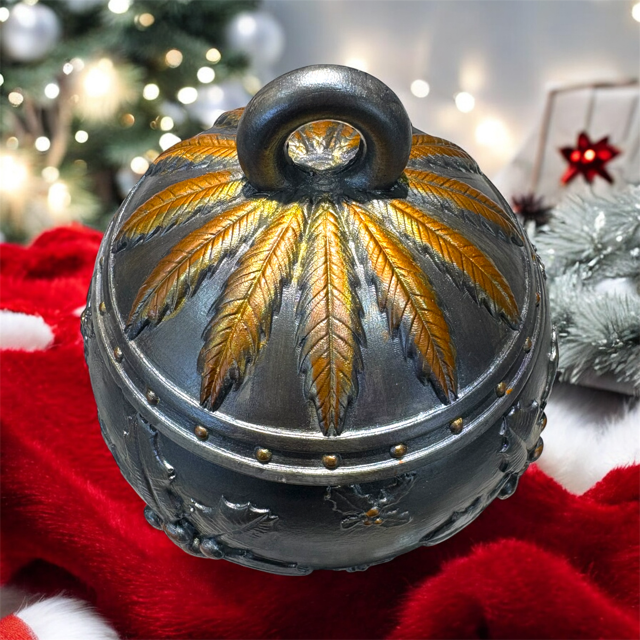 10pc Lot Christmas Silver Holly Candle Vessel (lid included) -8oz