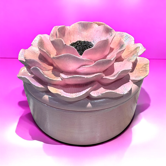 6pc Lot Pink Peony Flower Candle Vessel (lid included) -9oz