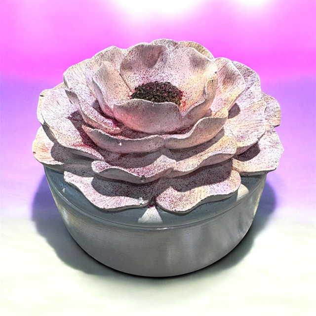 6pc Lot Peony White Candle Vessel (lid included) -9oz