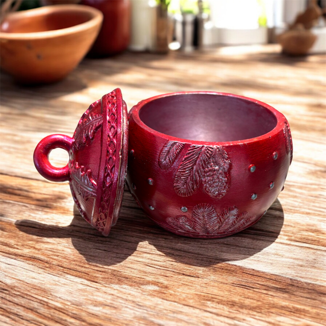 10pc Lot Christmas Red Pines Candle Vessel (lid included) -8oz