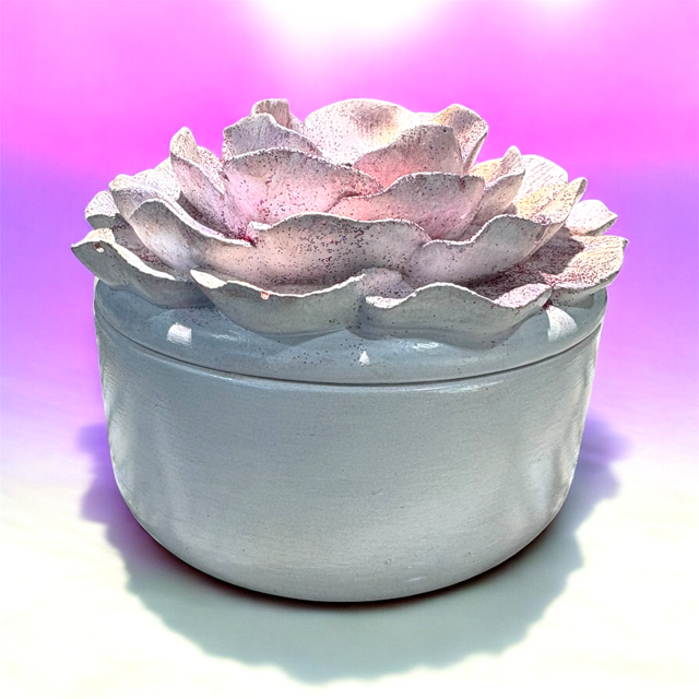 6pc Lot Peony White Candle Vessel (lid included) -9oz