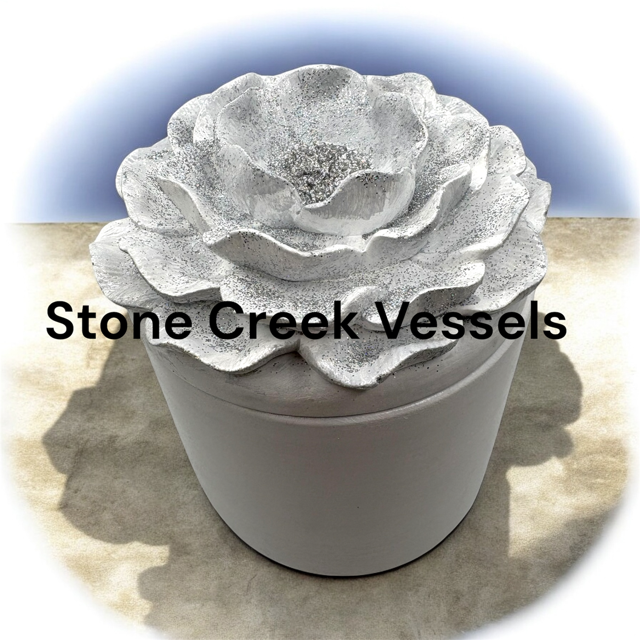 6pc Lot White Blossom Embrace Candle Vessel (lid included) -16oz