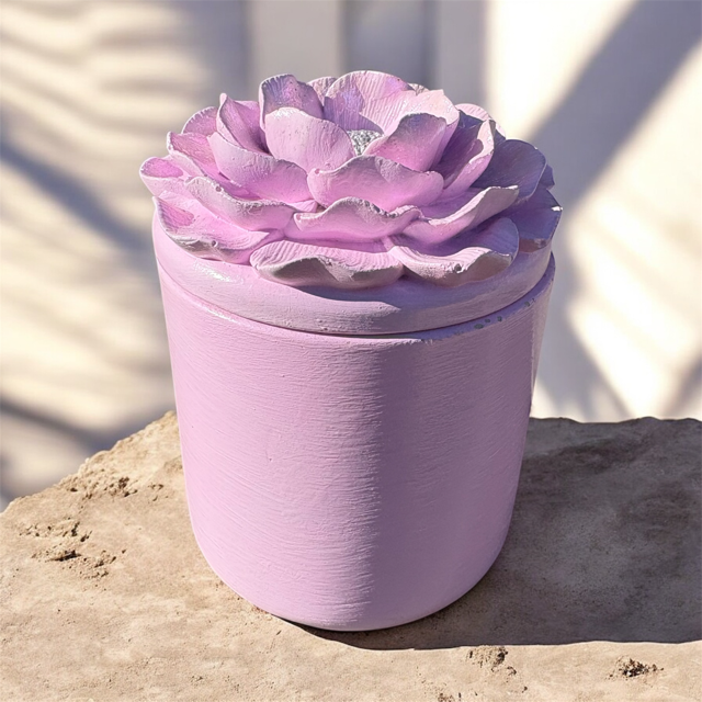 10pc Lot "Pink Bloom" Candle Vessels (lid included) - 6oz