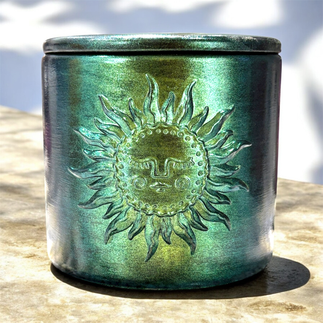 10pc Lot Sun Totem Candle Vessels (lid included) - 9.5oz
