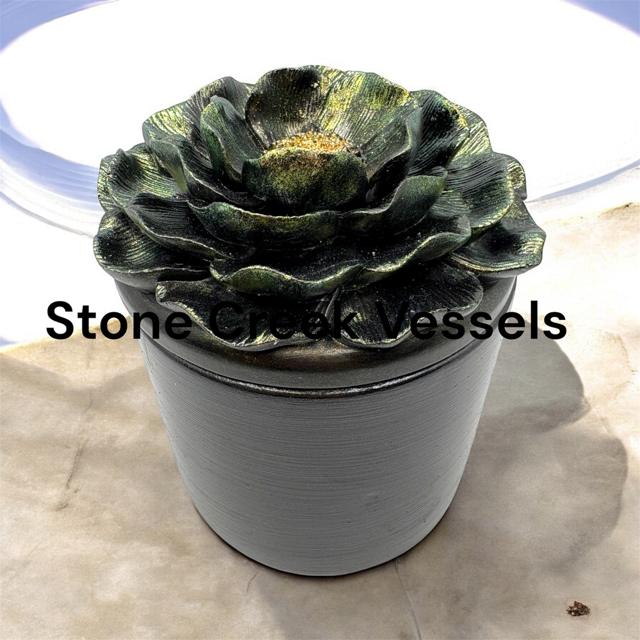 6pc Lot Emerald Rose Candle Vessel (lid included) -16oz