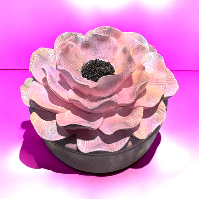 6pc Lot Pink Peony Flower Candle Vessel (lid included) -9oz