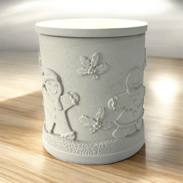 10pc Lot Gingerbread Snowman Candle Vessels (lid included) -7oz