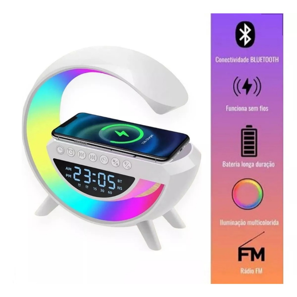 Despertador multifuncional com carregador sem fio
