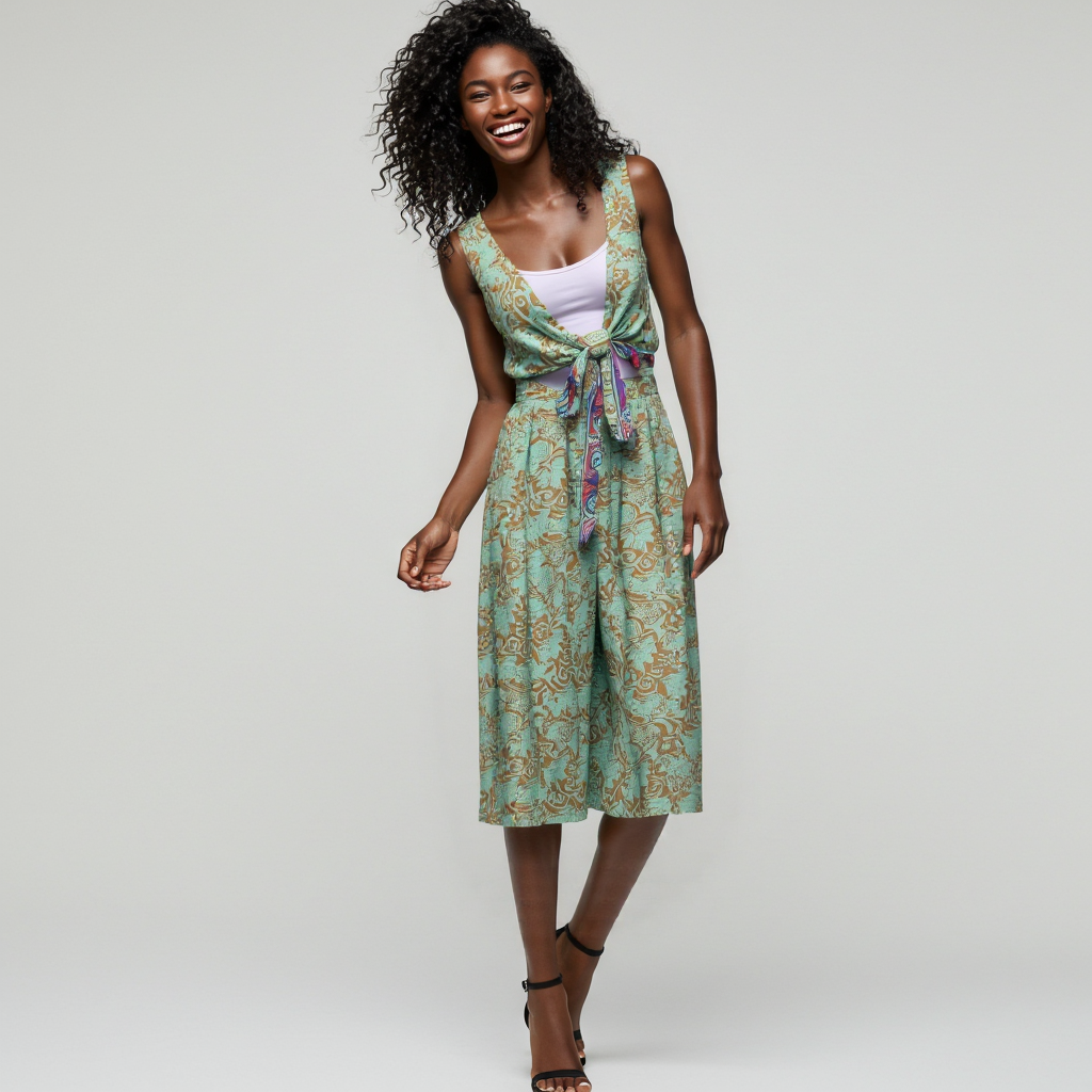 Vestido estampado verde