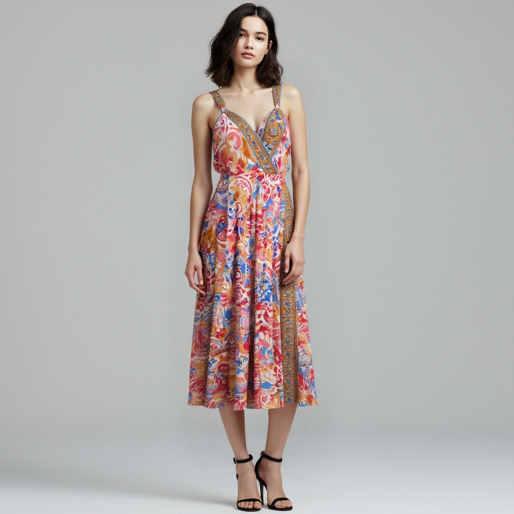 Vestido estampado midi