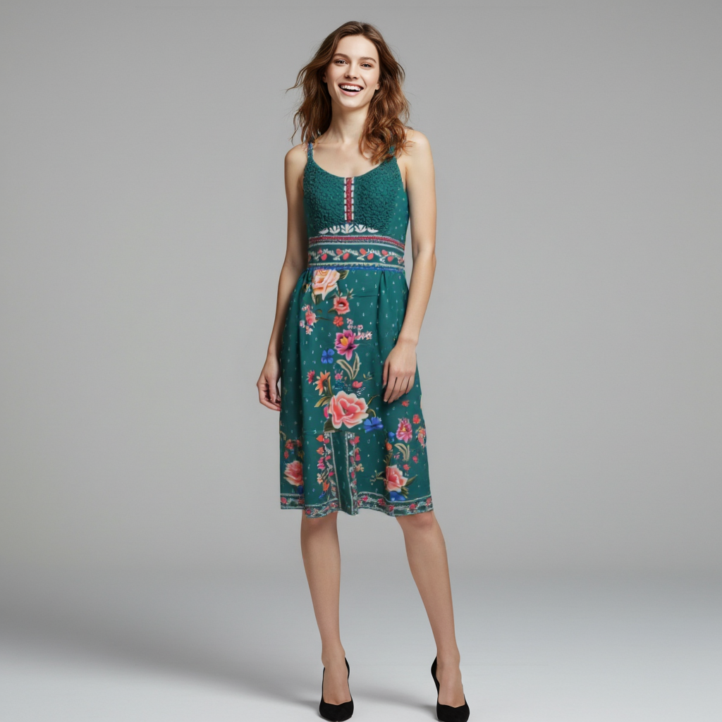 Vestido verde com flores