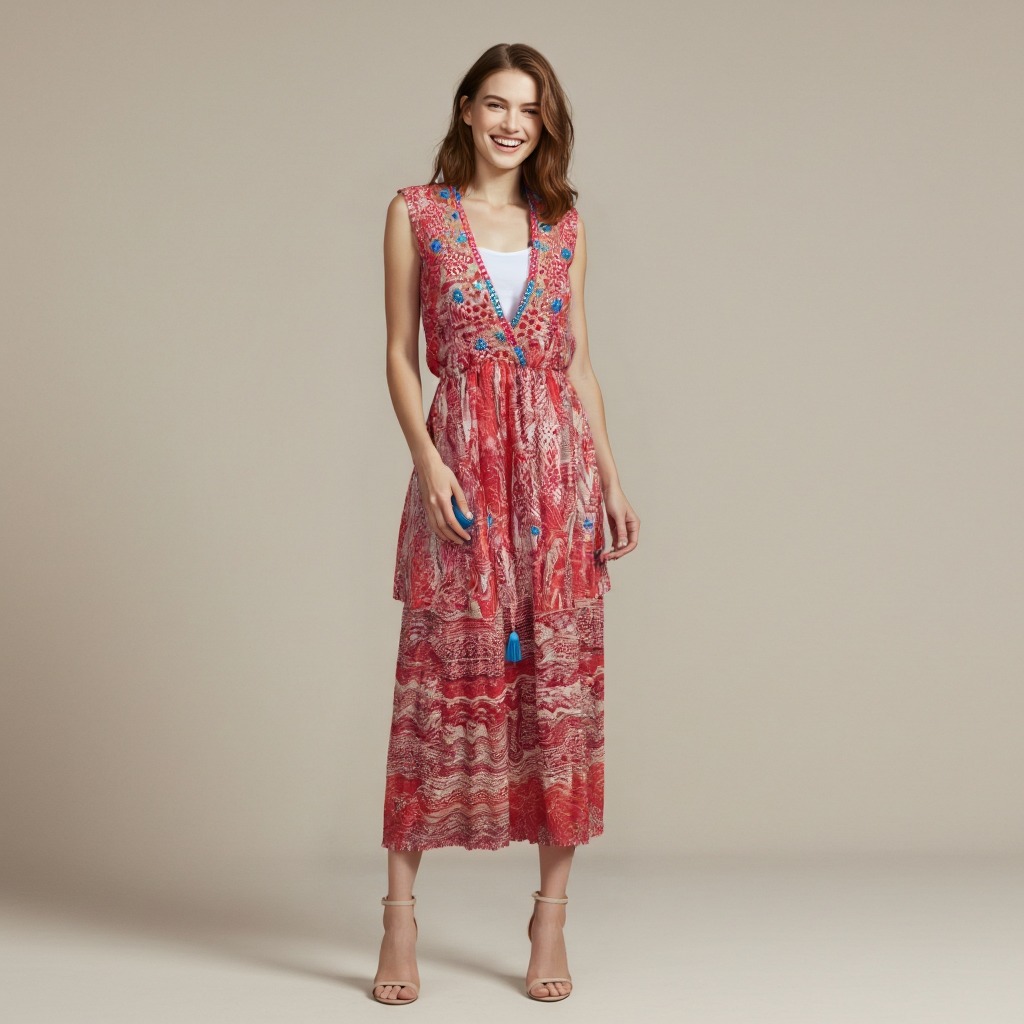 Vestido longo estampado