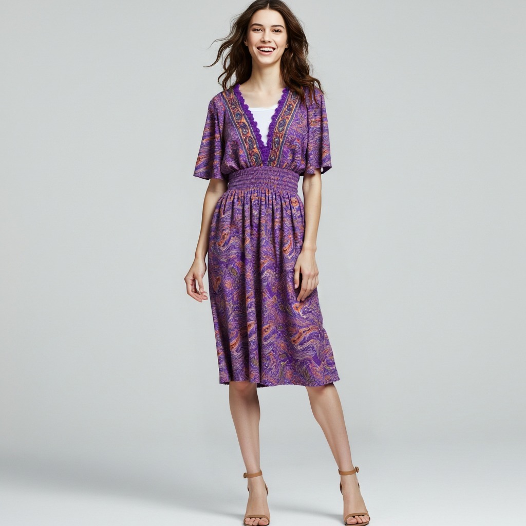 Vestido estampado roxo